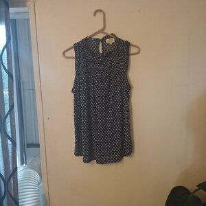 Ember Missy women's blue and white sheer polka dot top blouse Size Small